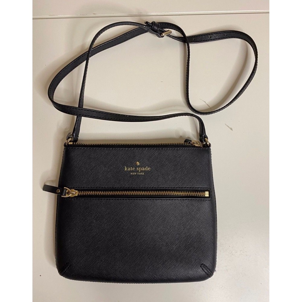 Kate Spade Womens Sadie North South Crossbody Purse - Black Polka Dot Interior